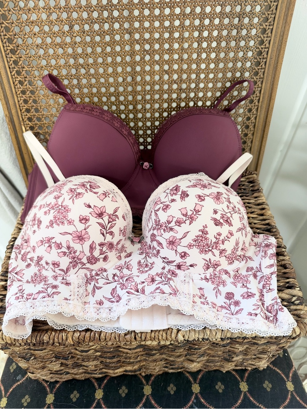 Laura Ashley 36B Burgundy Longline Lace Underwire Bras